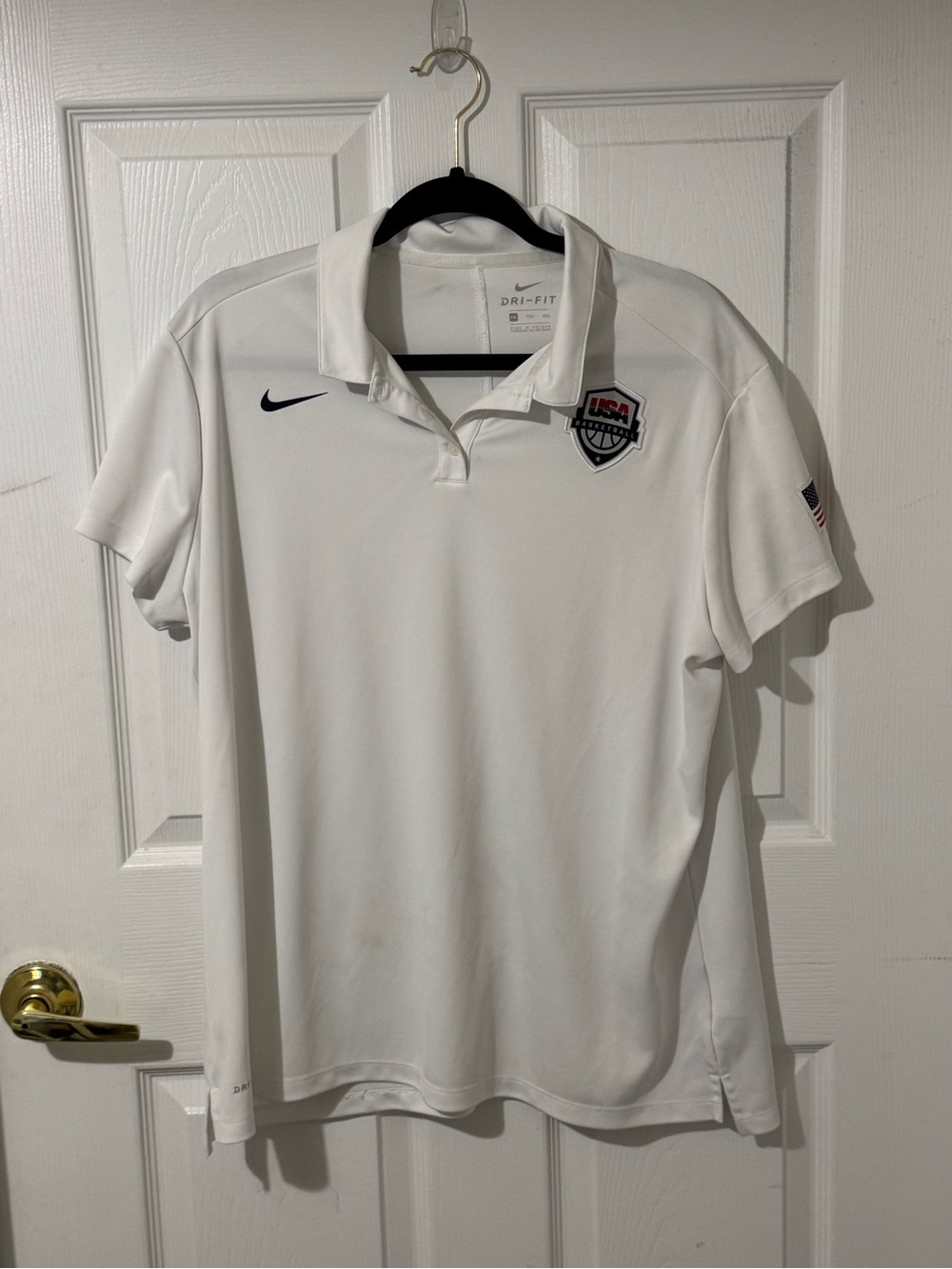 Nike White USA Dri-FIT Polo with Embroidered Crest